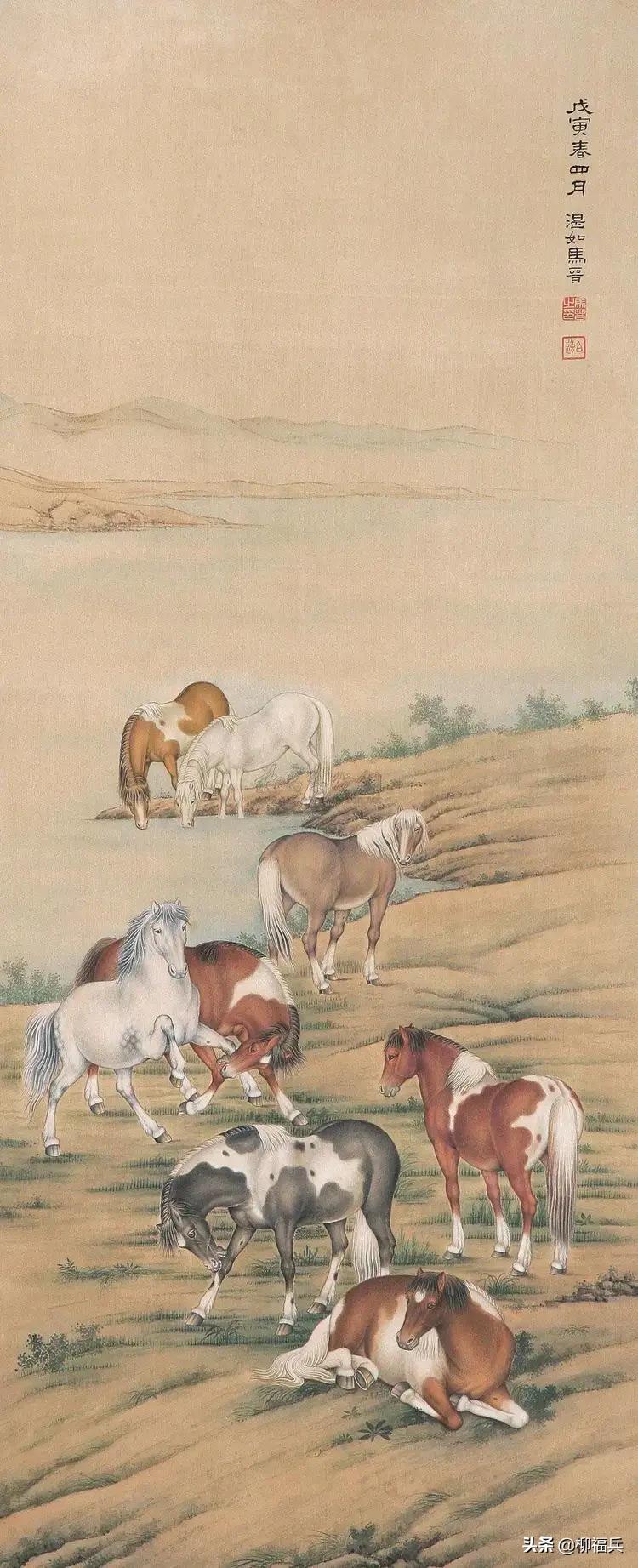 国画《八骏图》作品题款,名家精品国画八骏图欣赏