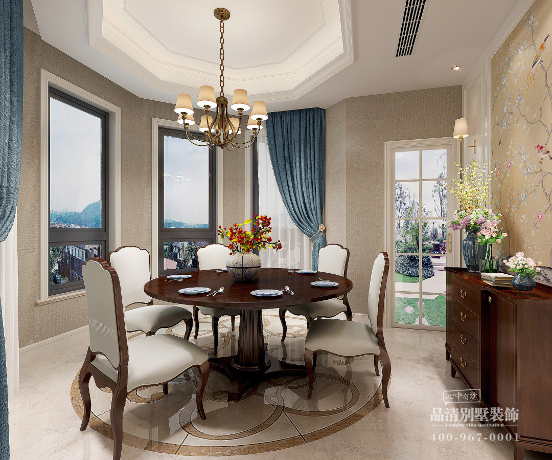 常州500平叠拼别墅装修效果图,常州美式风格装修效果图实景案例