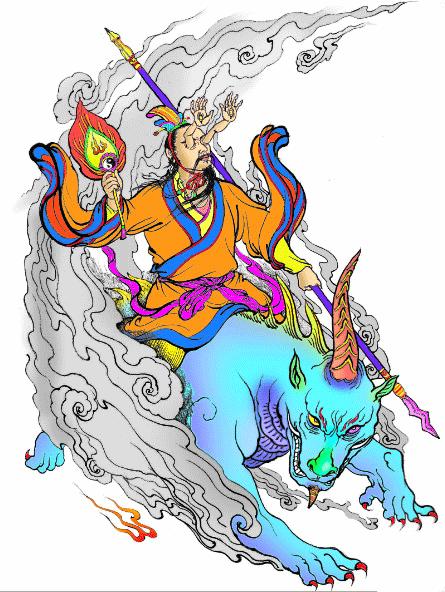 三头六臂赤发蓝面,哪吒三头八臂蓝面獠牙赤发狰狞