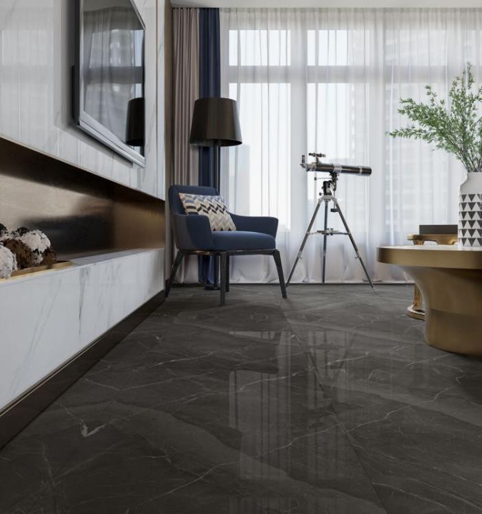 家用瓷砖怎么选高级感,极简柔光瓷砖通铺搭配效果图