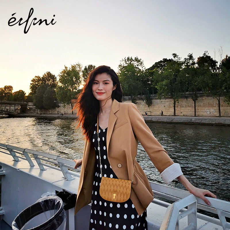 伊芙丽薄款天丝西装外套,伊芙丽春秋格纹西装外套