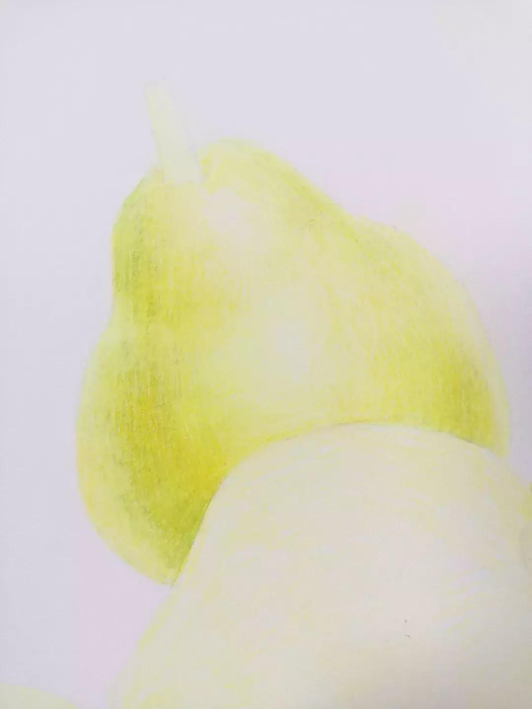 香梨彩铅画,彩铅肉肉的画法