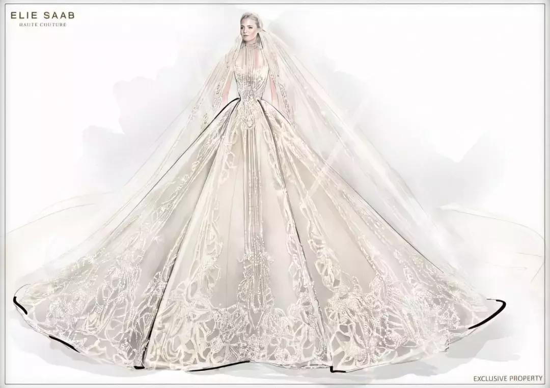 15万颗施华洛世奇水晶,eliesaab婚纱