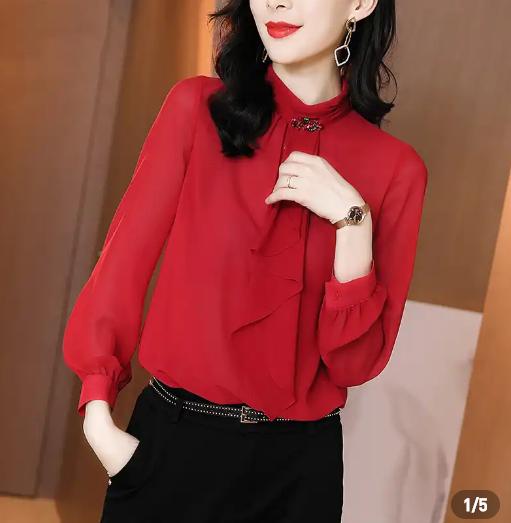 雪纺衫女款2022款高端款40岁,40岁微胖女人雪纺衫