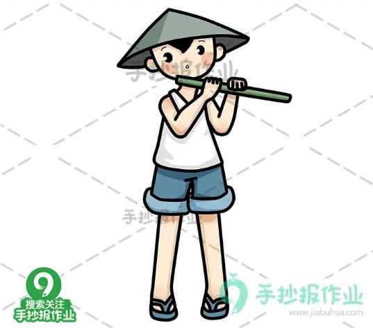 清明时节的简笔画,简笔画清明节牧童的画法