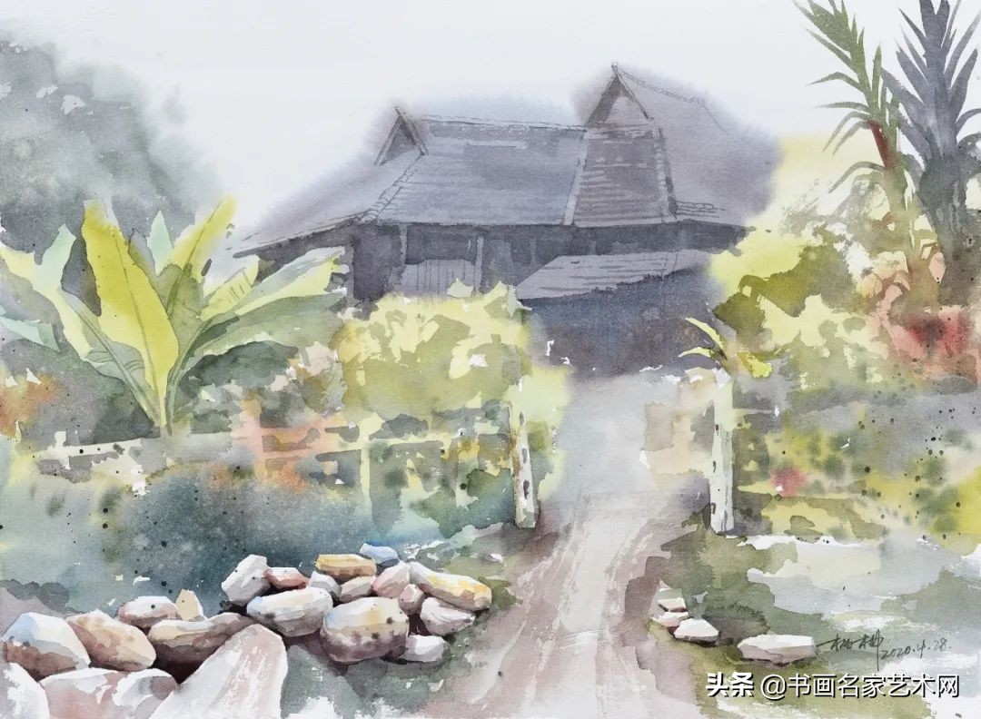 杨柳水彩画教程,关于杨柳的水彩画画作品