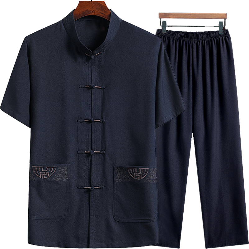 夏季亲子中国风唐装搭配,中式秋冬爸爸唐装