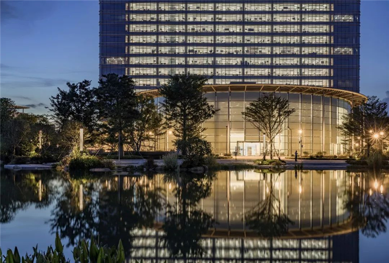 华为总部大楼震撼,华为照明