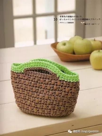 用一个塑料袋做包包,钩编包包的花样图解