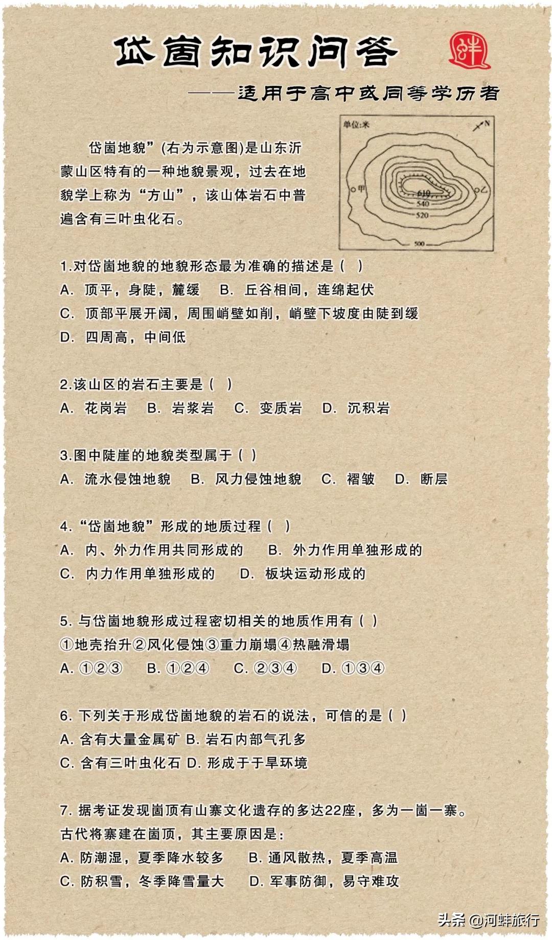 蒙阴岱崮地貌免费路线,沂蒙山岱崮地貌