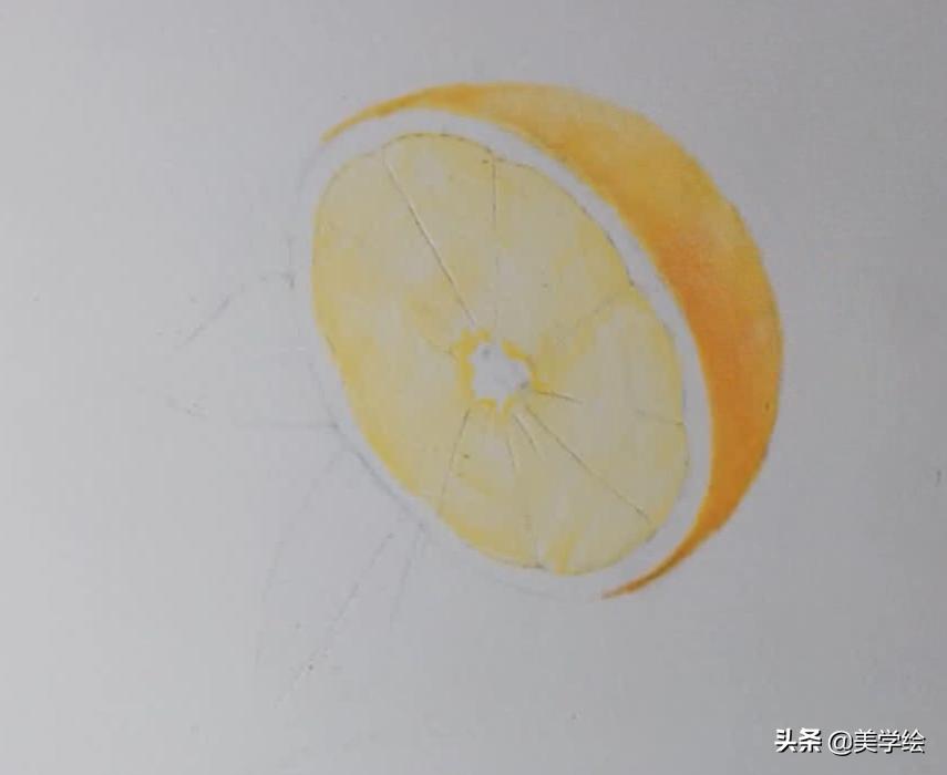 彩铅小橘子,橘子的水溶彩铅上色