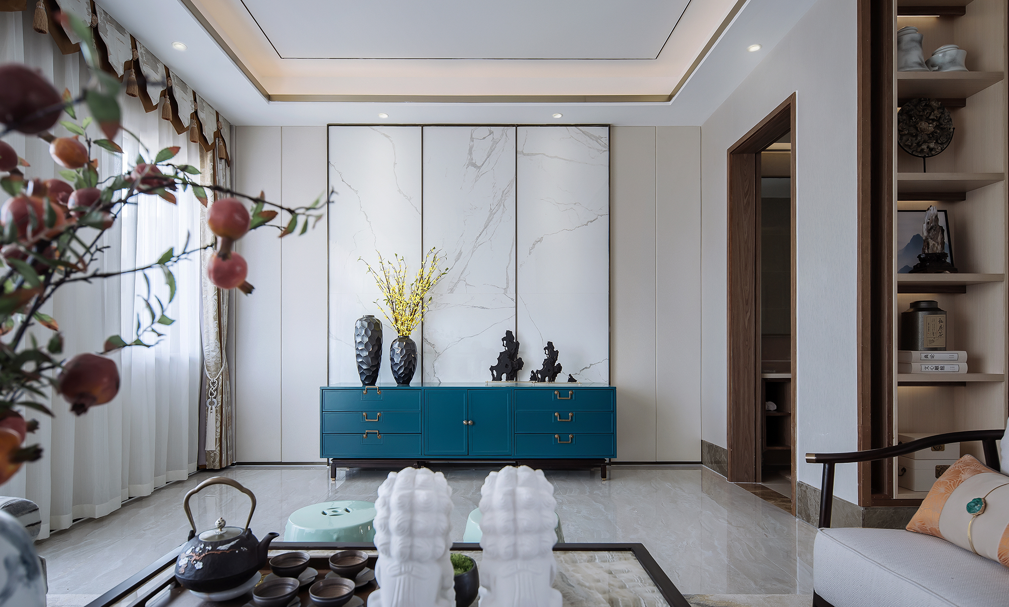 中式装修风格样板房图,桃花源120平中式风格样板房