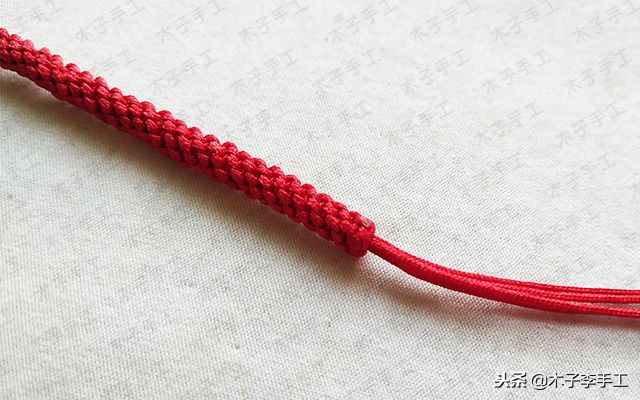 四股玉米结手链无痕收尾,玉米红石榴石手链的编法