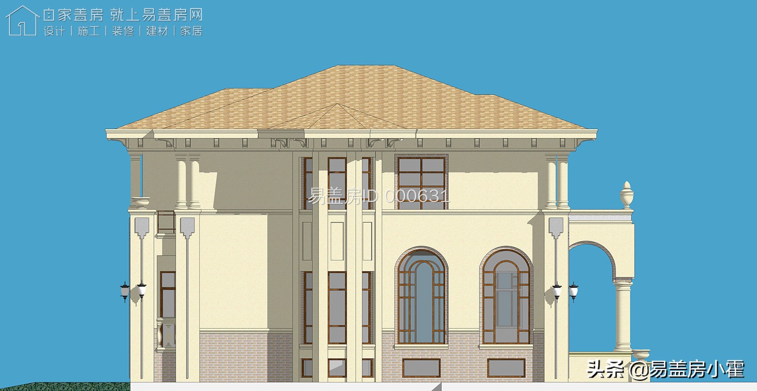 农村自建房2层欧式别墅设计,面宽10米欧式风格二层小别墅