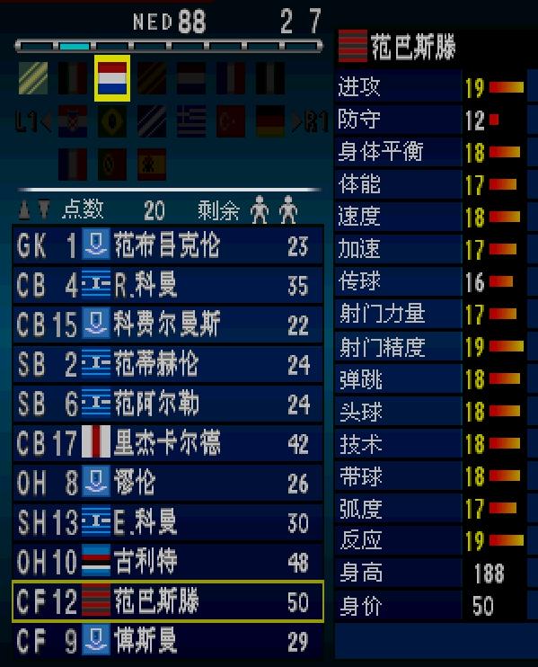 实况足球2002元老队阵容,实况足球2002球队阵容