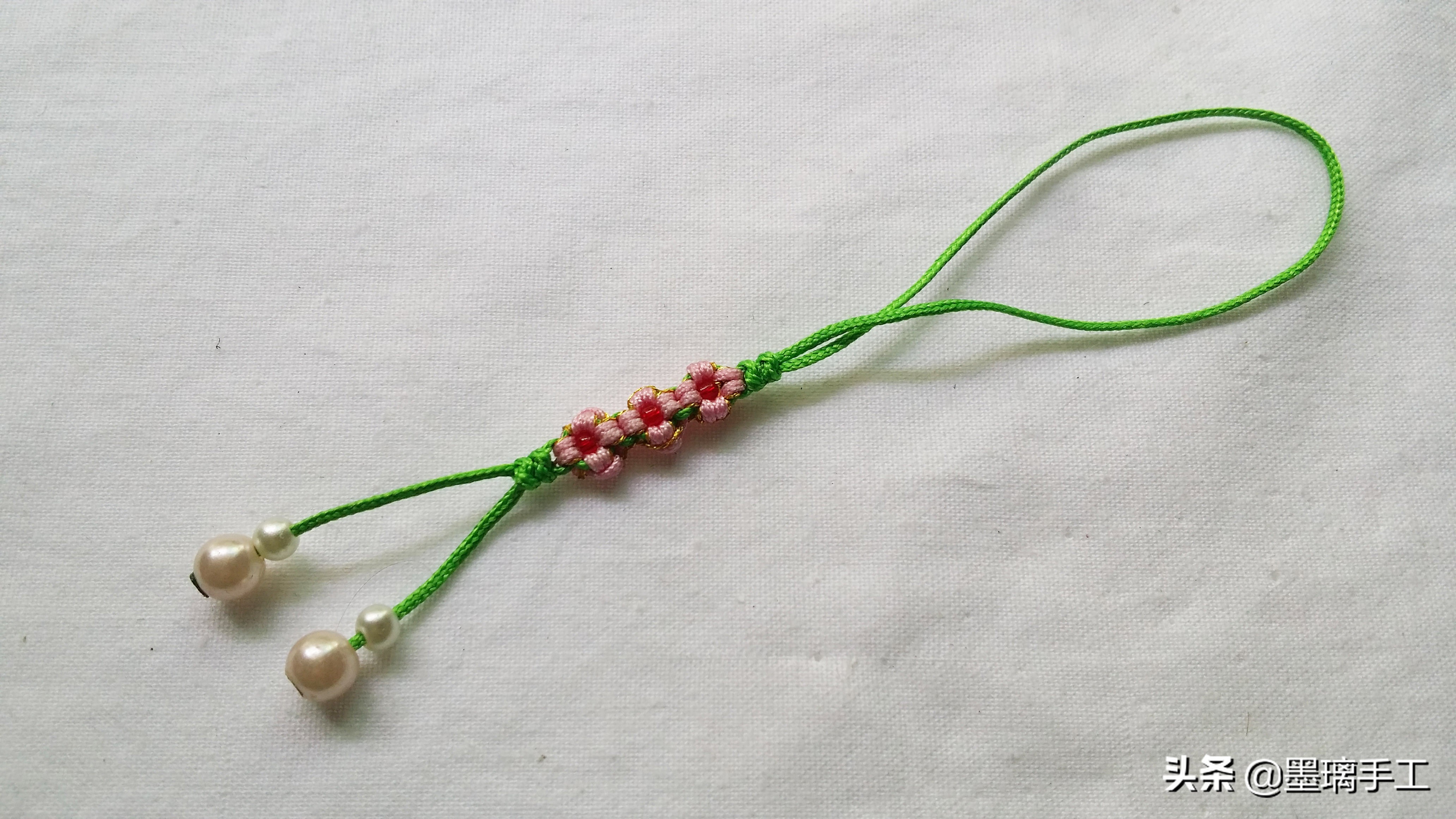 手工编织手链桃花结教程视频,简单手机绳编织教程简单又好看