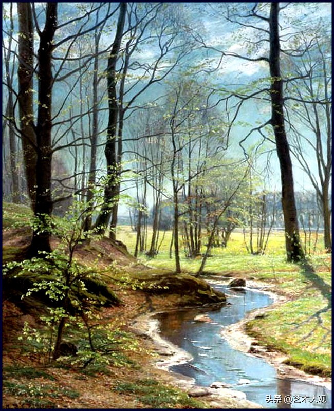 美国乡村红房子油画作品,美国亚马逊河派风景油画作品