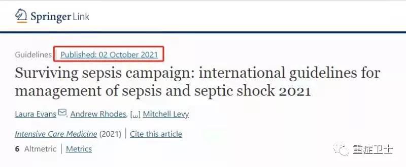 拯救脓毒症,脓毒症休克管理指南