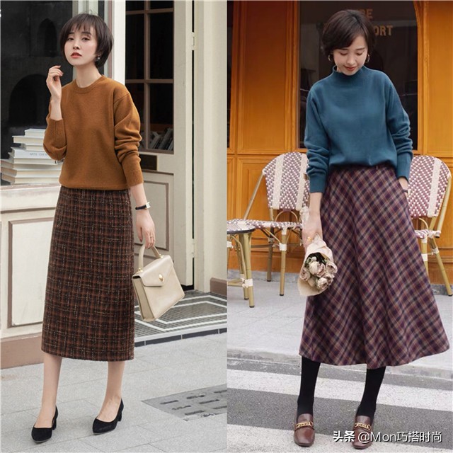 入秋学院风套装长裙,入秋半身裙子