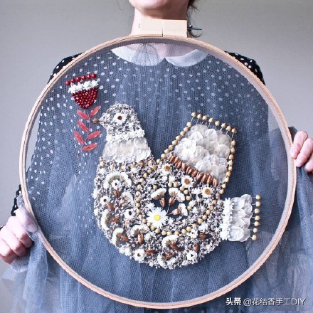 手工diy刺绣分享60款,干花刺绣作品图片