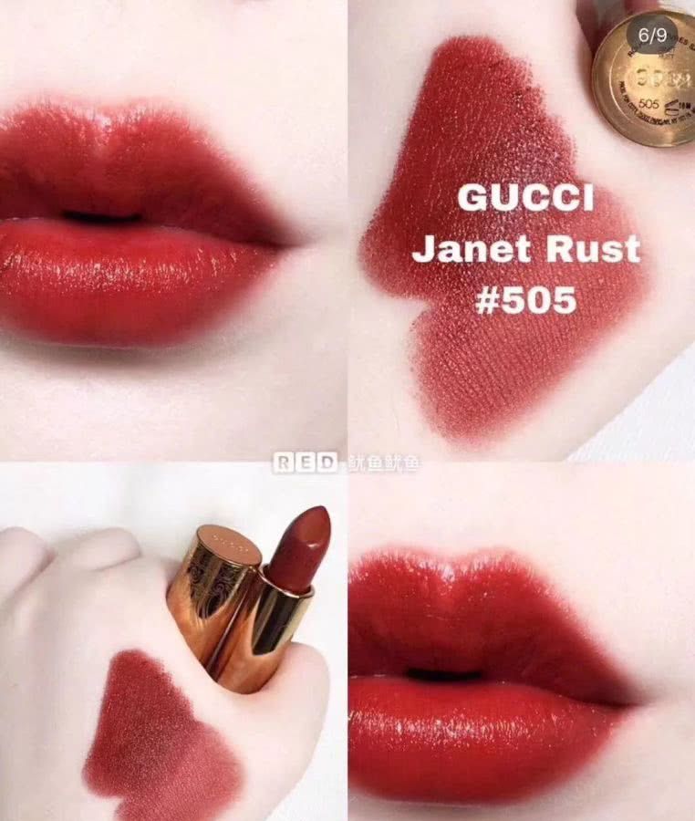 gucci201口红属于什么色,gucci口红金管505试色