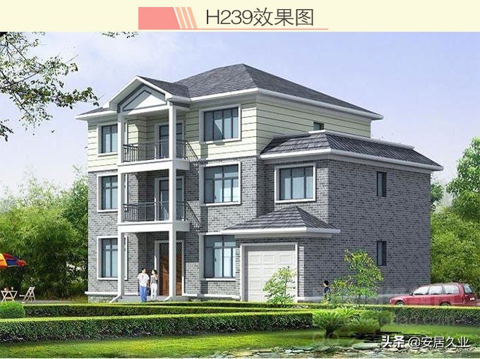 开间13.50米进深12米三层复式,8x13米农村三层复式旋转楼梯别墅