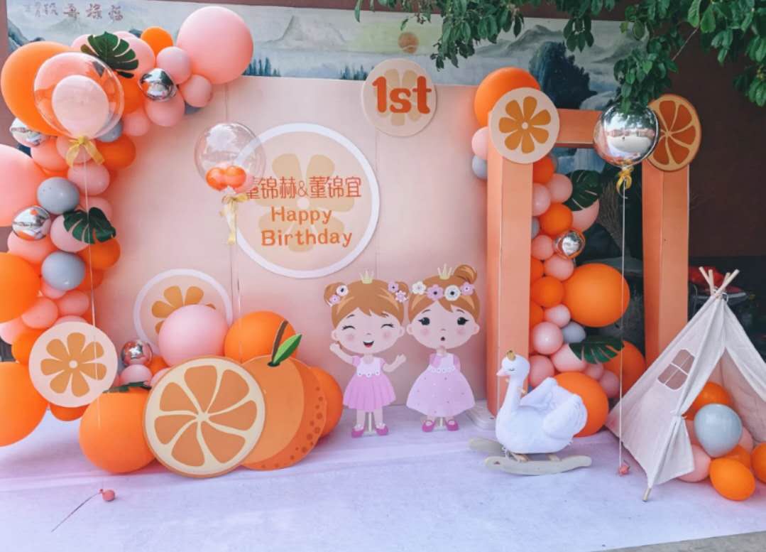 宝宝生日宴气球布置图片,周岁宝宝生日气球派对主题布置