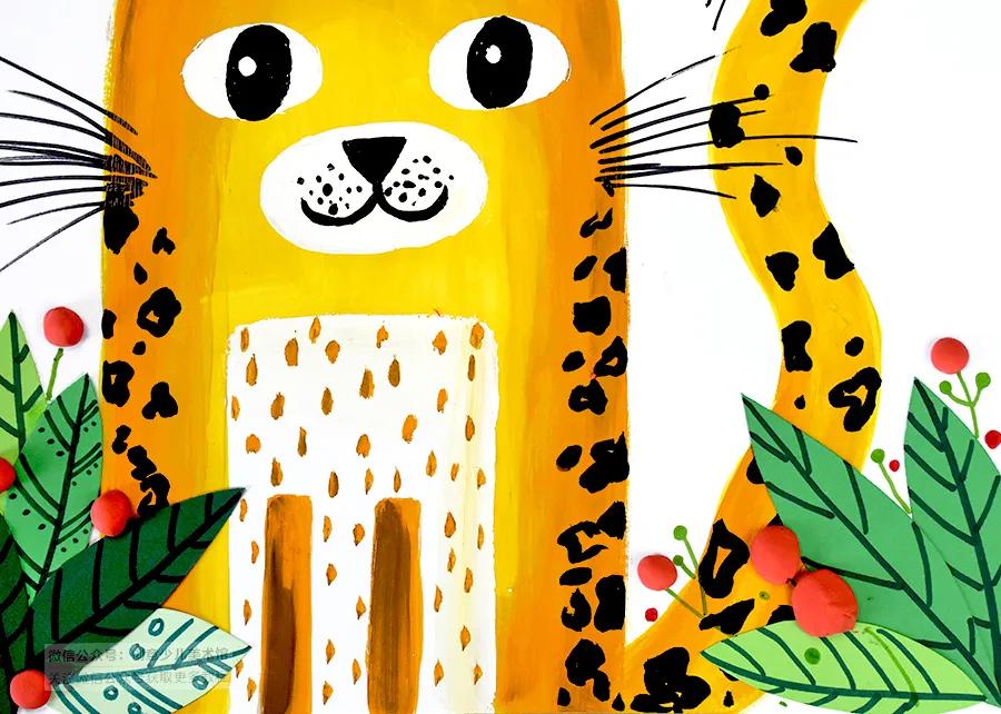 儿童画教程｜艺术创想美术课程《森林里的小花豹》