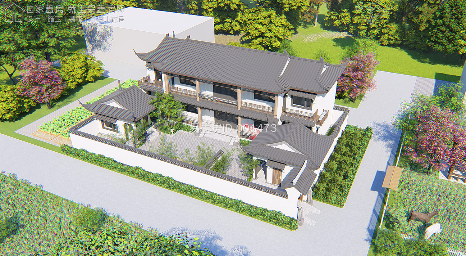 最牛中式四合院设计图及效果图,中式二层四合院永不过时