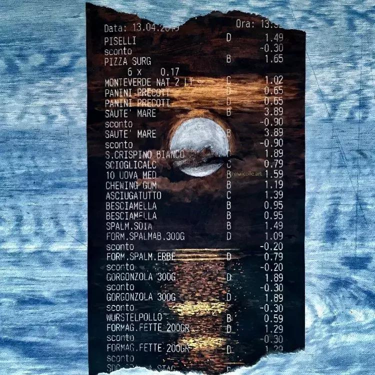 学渣购物小票画画,97年画画天才