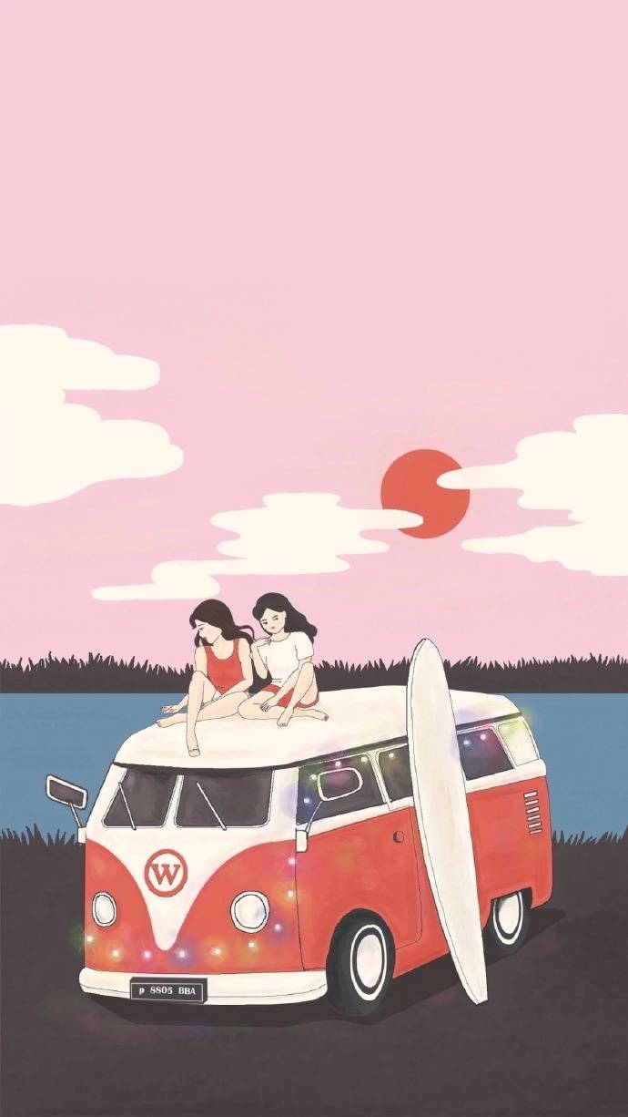 卡通壁纸幸福,插画壁纸爱情壁纸