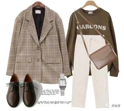 棕色格纹西服搭配裙子,亚麻格纹西服休闲服搭配