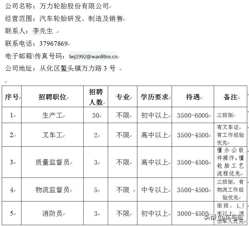 轮胎工招聘8000-12000,2022轮胎厂招聘工人