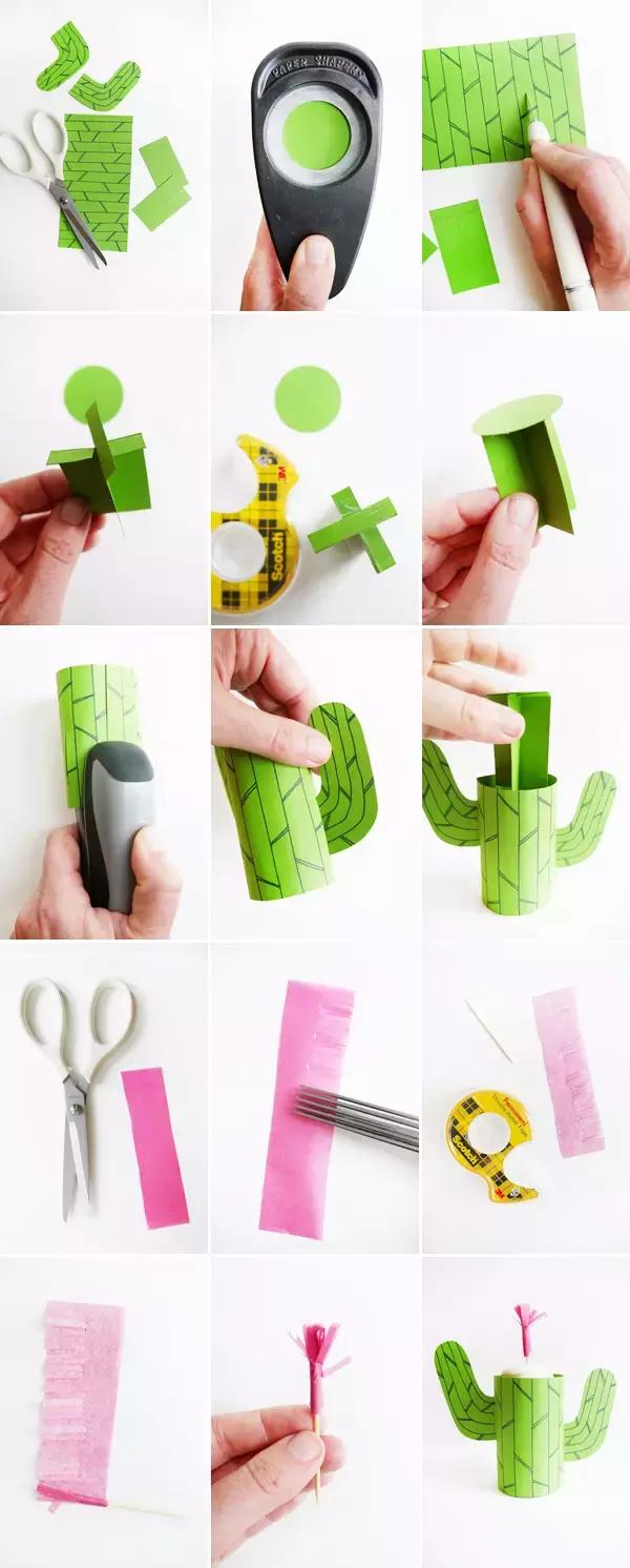 手工卡纸仙人掌盆栽幼儿园,仙人掌手工制作卡纸立体小学生