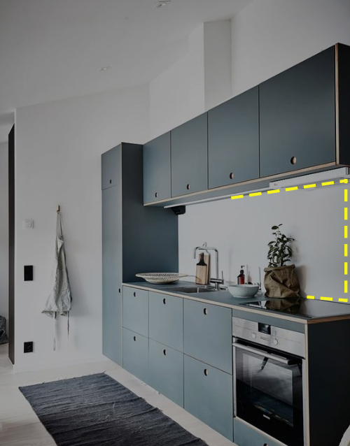 厨房吊柜做个矮10公分处理，等于多个橱柜台面，怪不得效果强2倍