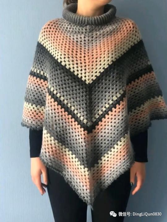斗篷披肩钩花图样,针织披肩花样图片大全