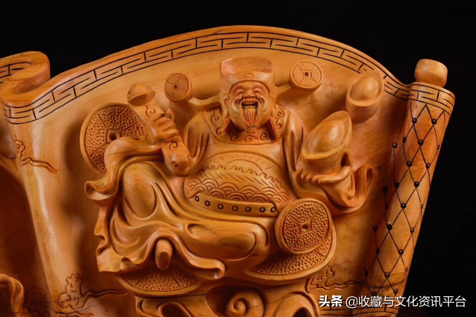 财神爷佛像崖柏正规版,太行崖柏陈化料摆件