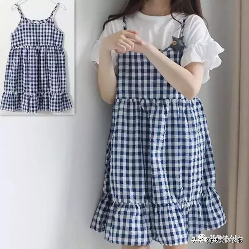 今年最火的连衣大摆裙裁剪图,吊带裙清新设计感