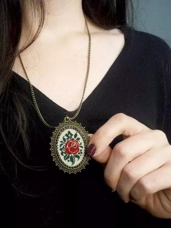 法式珠绣毛衣链手工教程,复古布刺绣毛衣链