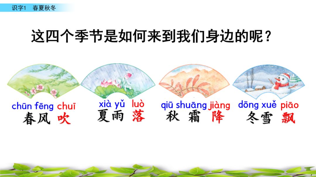 部编版一年级语文上识字表,识字一春夏秋冬课文