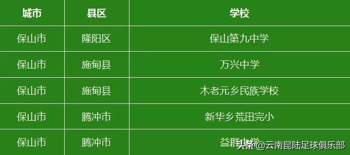 全国青少年校园足球联赛云南师范,云南省校园足球特色学校
