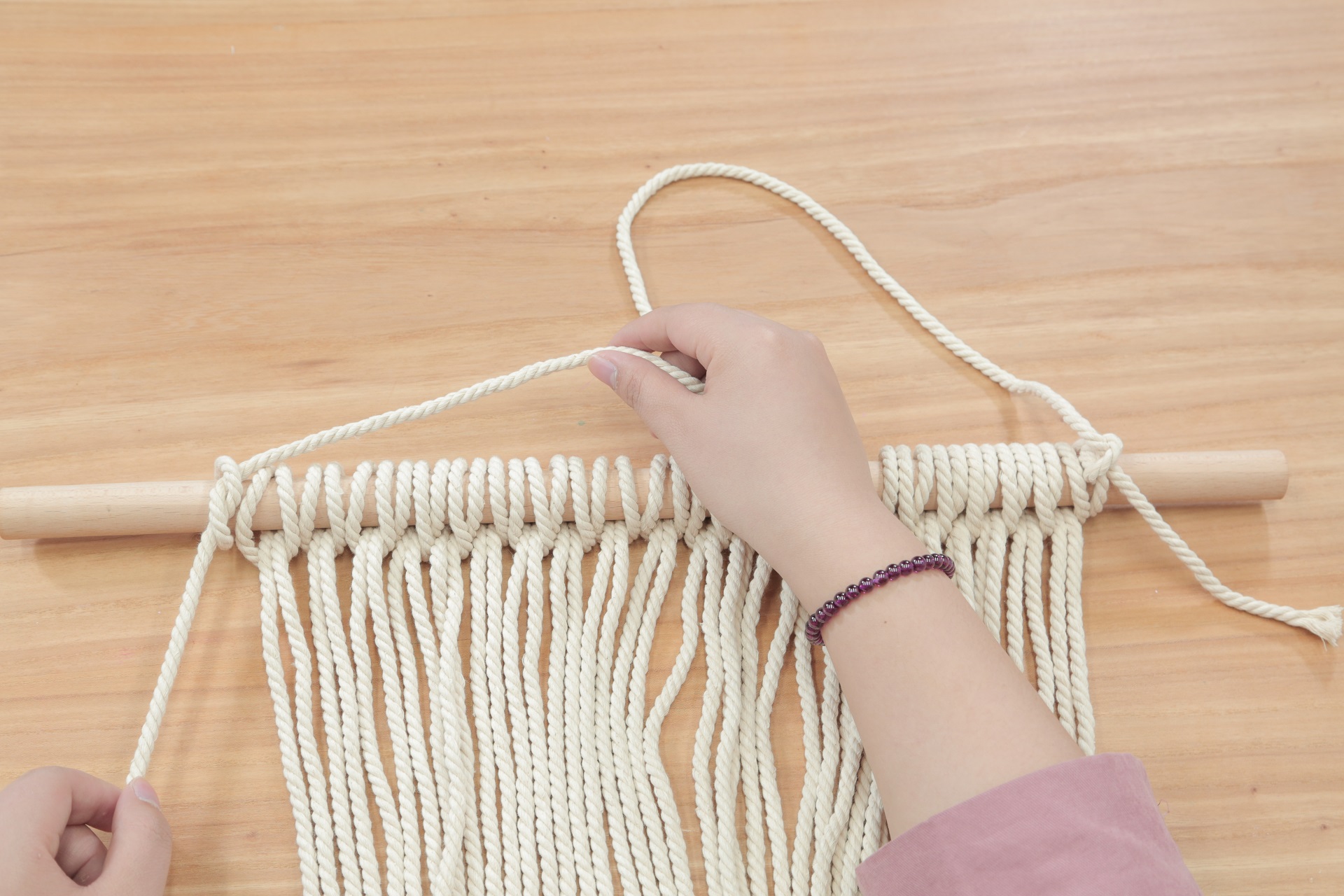 挂毯流苏编织绳教程,棉绳挂毯教程简单版