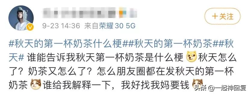 秋天的第一杯奶茶梗,朋友圈刷屏秋天第一杯奶茶什么梗