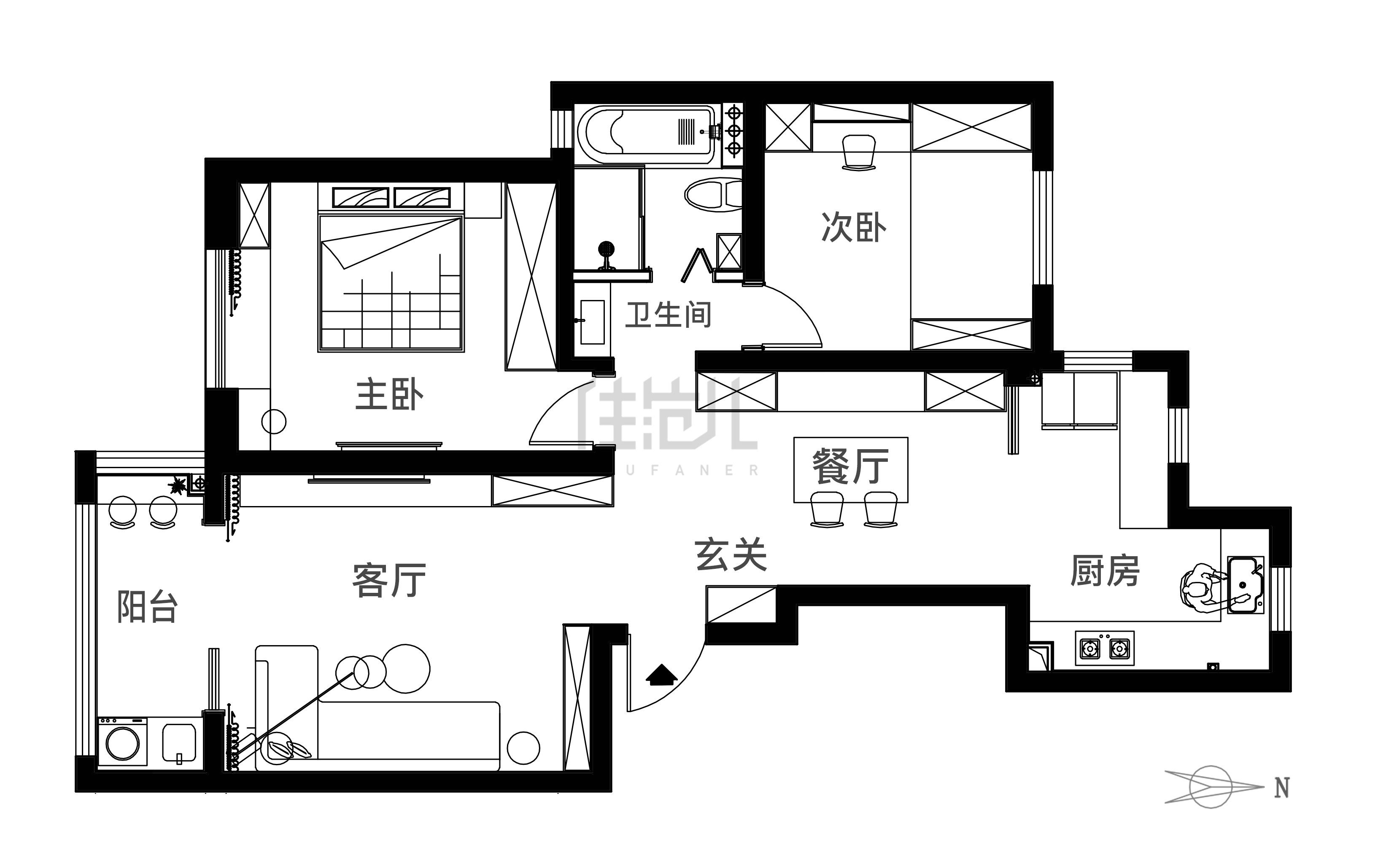 103㎡收纳满分，电动窗帘、上轨道移门和阳台吧台让家一键变高级