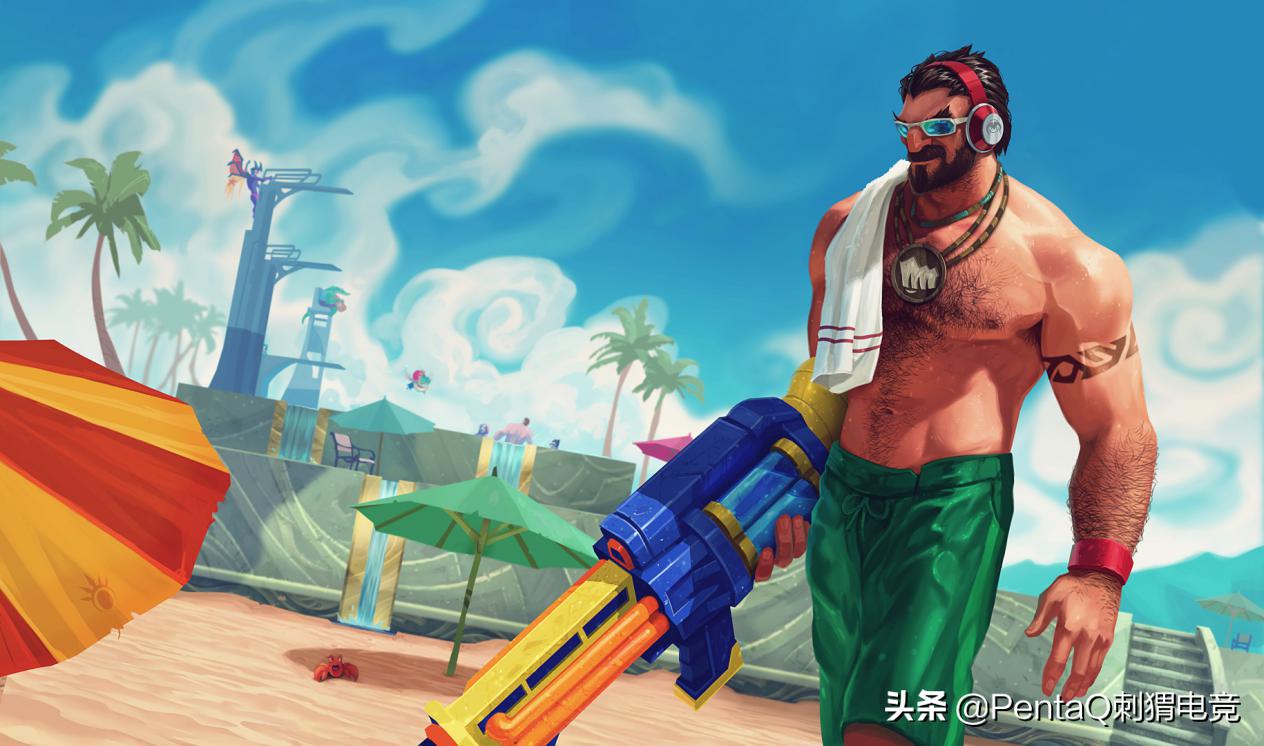 lol泳池派对男枪皮肤技能,lol男枪泳池皮肤视频