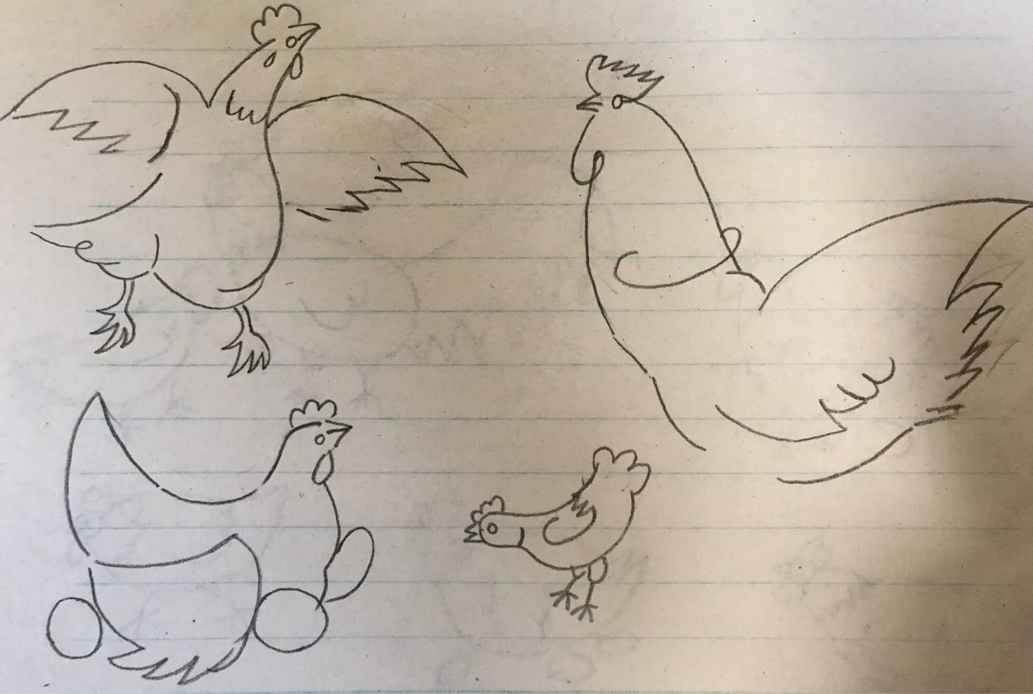 母鸡带小鸡简笔画,公鸡母鸡简笔画