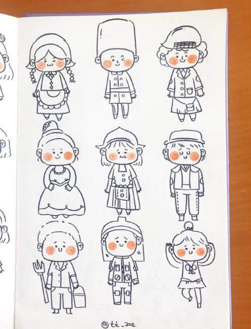 开心的小人简笔画,跪着的小人简笔画