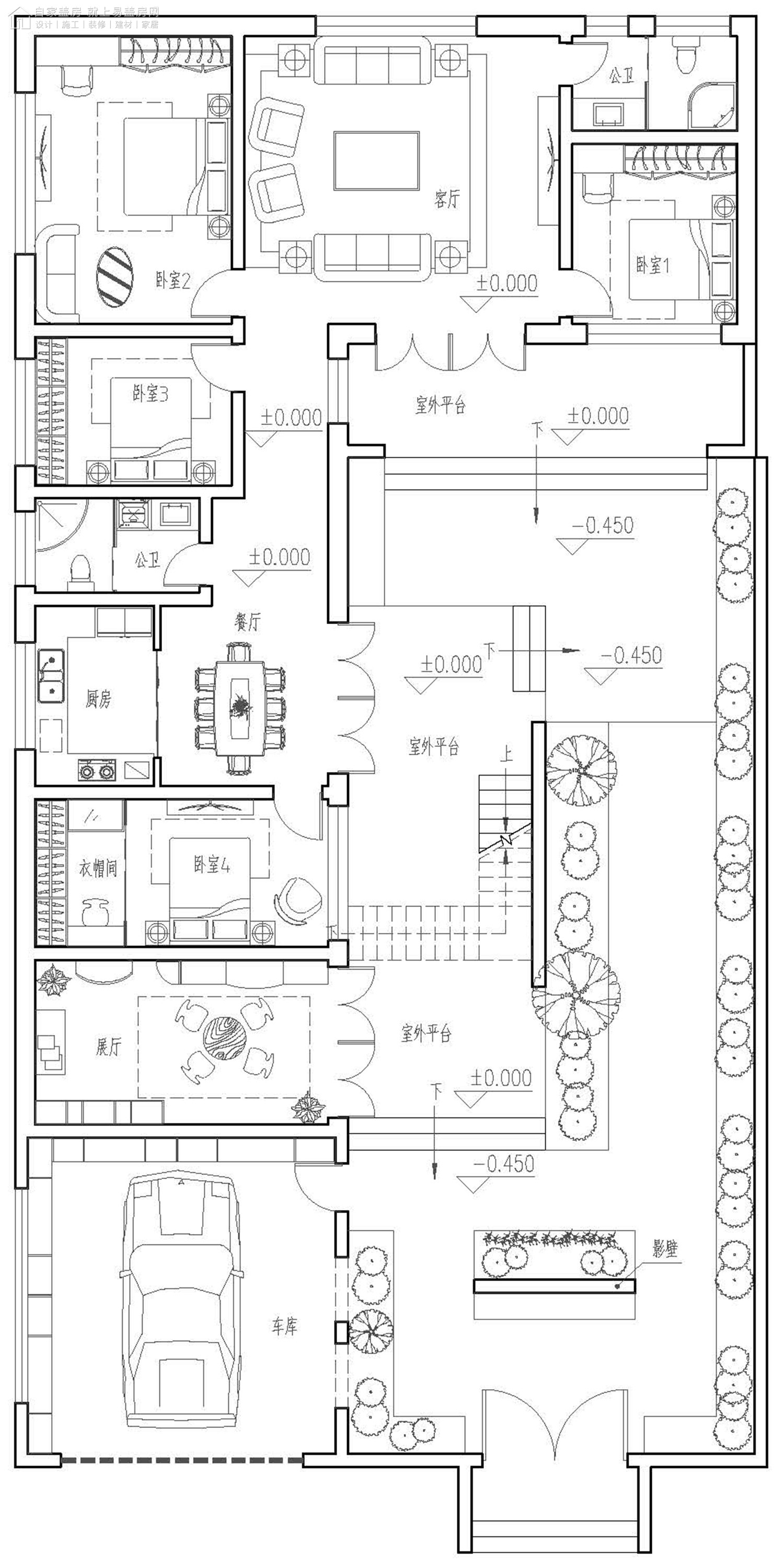 三层新中式别墅全套设计图纸,新中式合院别墅户型图纸
