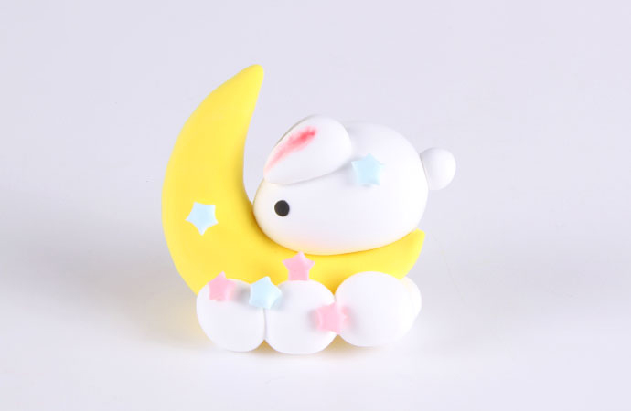 超轻粘土月兔简单做法,用粘土自制可爱的月亮小挂件