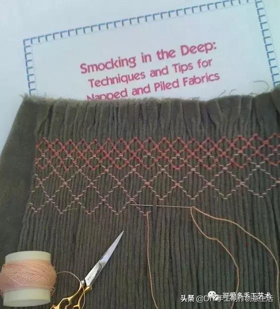 缩褶绣编织视频教程,棒针褶皱效果